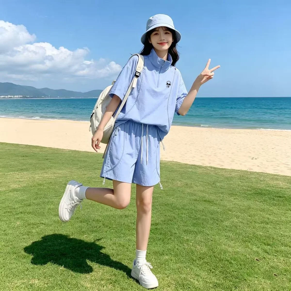 Golf Equipment Cheap - ชุดกอล์ฟฤดูร้อนสำหรับผู้ชายและผู้หญิง ป้องกันแสงแดด เสื้อและกางเกงขาสั้นคู่รัก ผ้าไหมน้ำแข็ง เย็นสบาย สไตล์ลำลอง